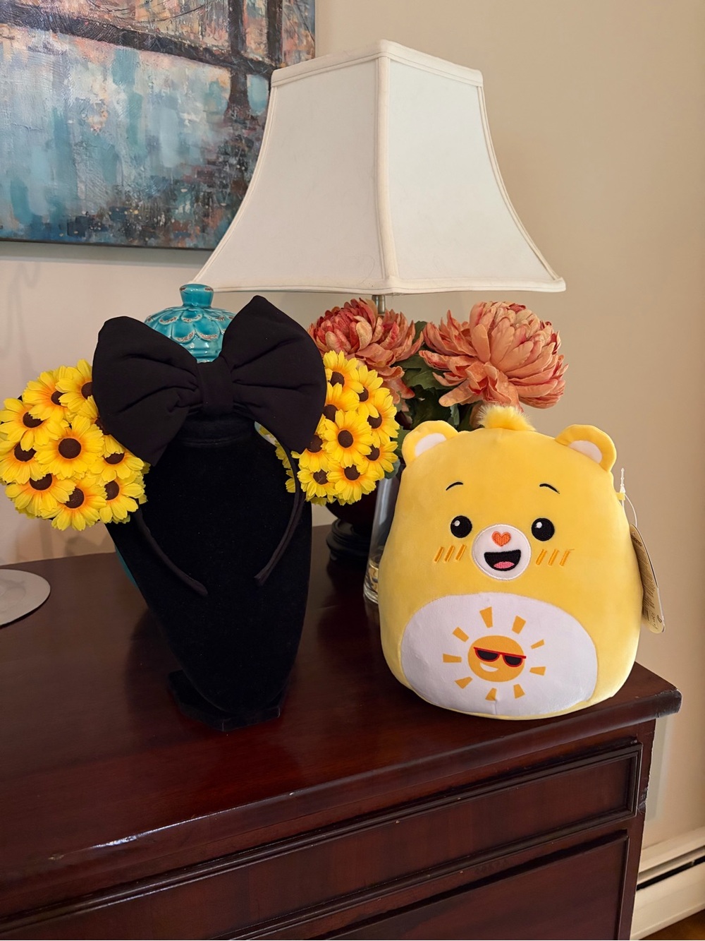 NWT Squishmallows x Care Bears Funshine Bear and New Sunflower ears headband